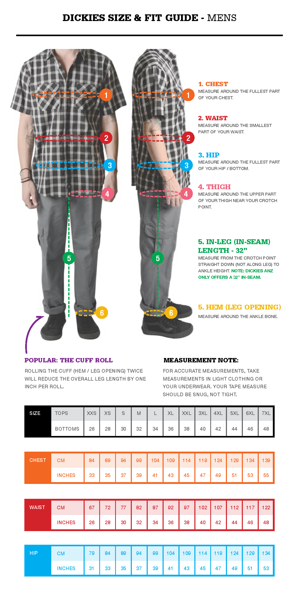 Mens Pants Inseam Size Chart